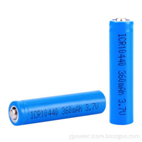 3.7V Cylindrical 10400 Li-ion Batteries with 360mAh Capacity, Sized 10 x 40mm